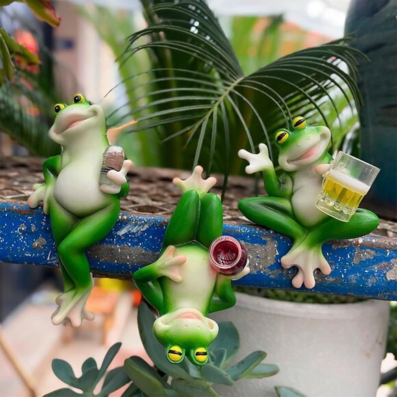 3Pcs Resin Animal Realistic Frog Figurine Miniature Statue for Women Garden - Picture 1 of 6